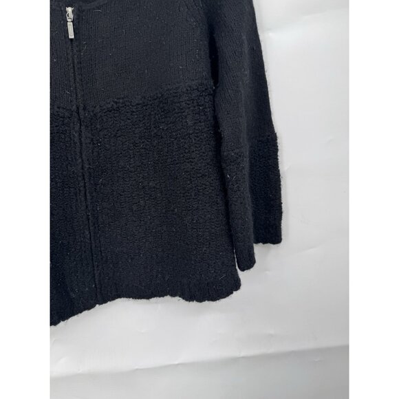 Sundance Wool Blend Zip Front Sweater Women Medium Fits Small Black Flawed Knit - Picture 6 of 6